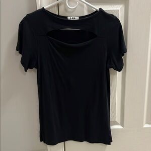 LNA Black Short Sleeve Cutout T-Shirt